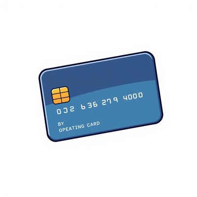 A blue credit card with a chip and numbers