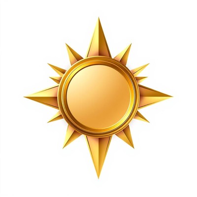 A golden compass with eight points