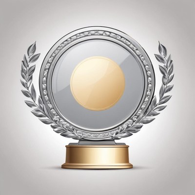 A silver trophy with laurel wreaths and a gold base