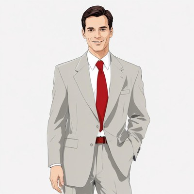 A man in a suit stands with his hand in his pocket