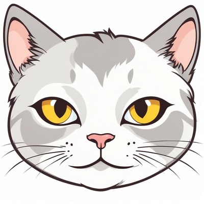 A gray cat with yellow eyes looks directly at the camera