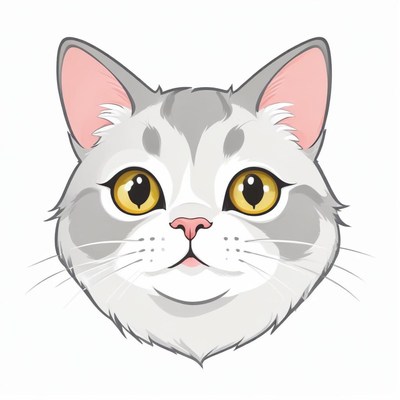 Gray cat with yellow eyes stares at the camera