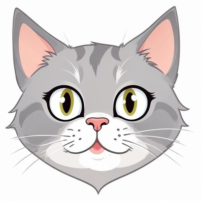 A gray tabby cat with big, yellow eyes looks at the camera