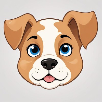 A cute cartoon dog with blue eyes
