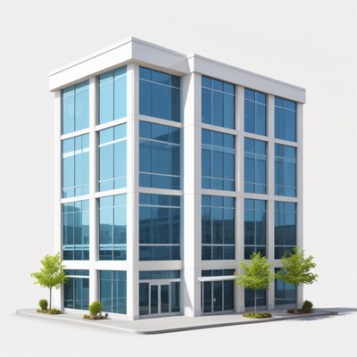 A modern office building stands tall in the city