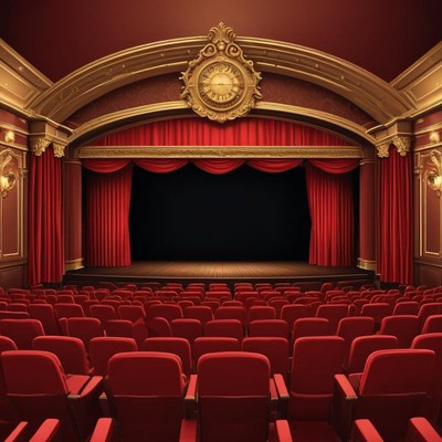 Empty theater seats await the show