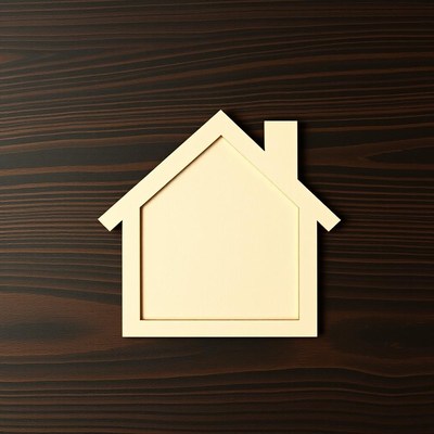 A white house cutout on a wooden surface