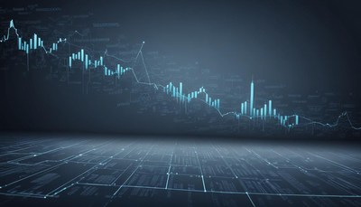 A digital stock chart showing a decline in value