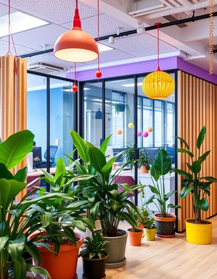 Plants brighten up a modern office