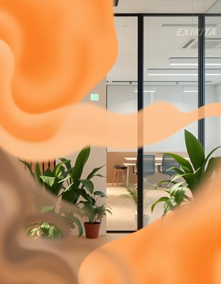 Plants and a door in a modern office