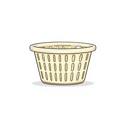 A yellow plastic basket sits on a white background
