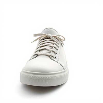 White leather sneakers with laces