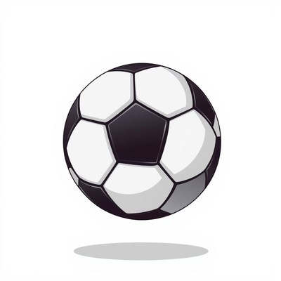 A classic soccer ball floats on a white background