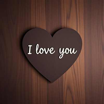 'brown heart with i love you on wood.'