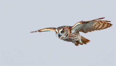 An owl flies through the sky