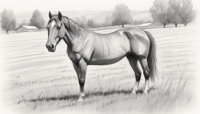 A horse stands in a grassy field