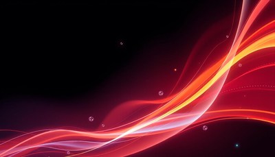 Red and orange lines curve on a black background