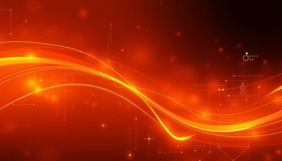 Orange light trails across a dark red background