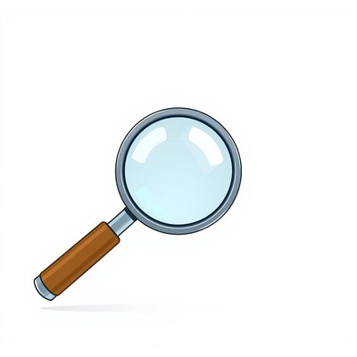 Brown-handled magnifying glass on white background