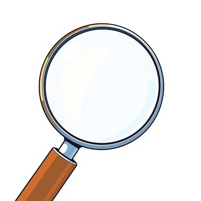 A magnifying glass on a white background