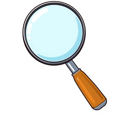 A magnifying glass with a wooden handle
