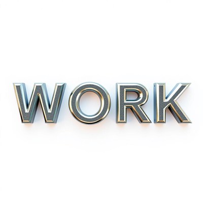 The word work in metallic letters