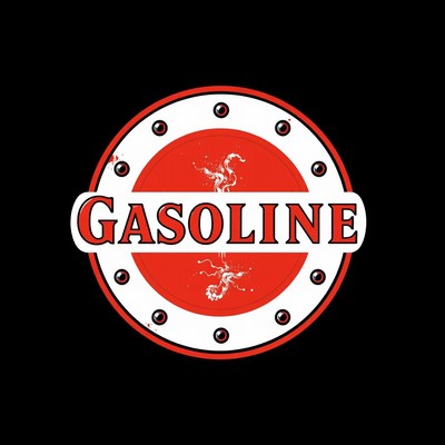 A red and white gasoline logo