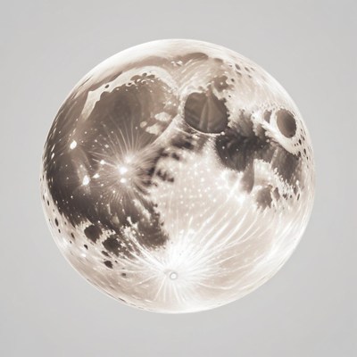 A full moon hangs in the night sky