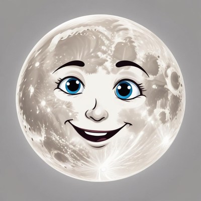 The moon smiles brightly in the night sky