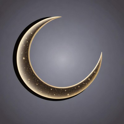 A crescent moon with sparkling stars