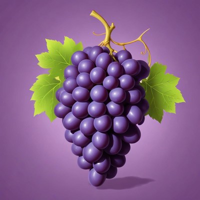A bunch of grapes on a purple background