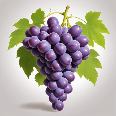 A bunch of purple grapes hanging on a vine