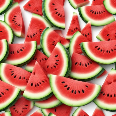 Slices of fresh watermelon on a white background