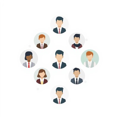 A group of professionals are connected in a network