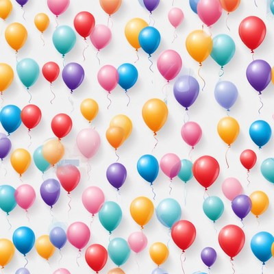 Colorful balloons float in the air