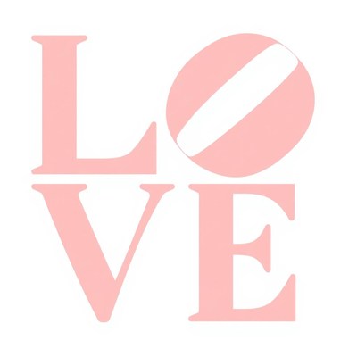 The word love is written in pink letters