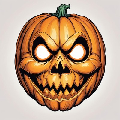 A scary pumpkin with a wide grin