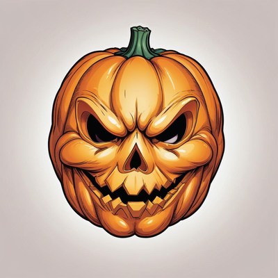 A spooky jack-o'-lantern with a menacing grin