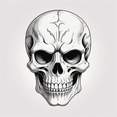 A detailed drawing of a human skull