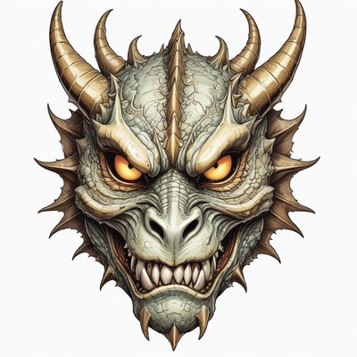 A close-up of a dragon's head