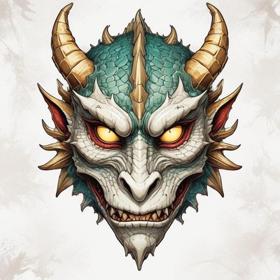 A close-up of a dragon's face