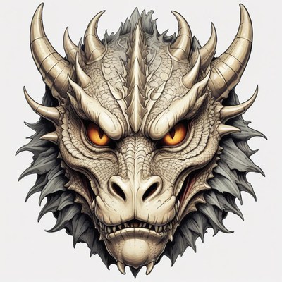 A close-up of a dragon's face