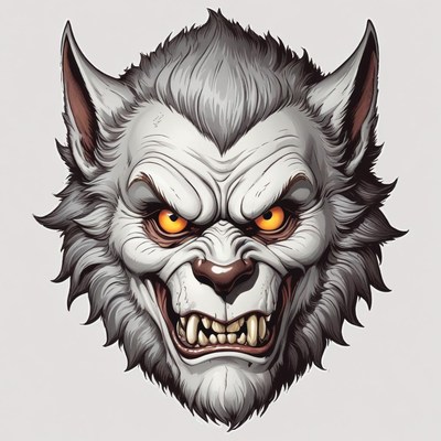 A werewolf snarls with sharp teeth