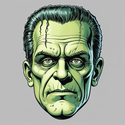 A close-up illustration of frankenstein's monster