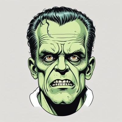 A green-skinned man stares angrily