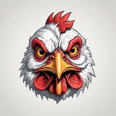 An angry rooster stares intensely