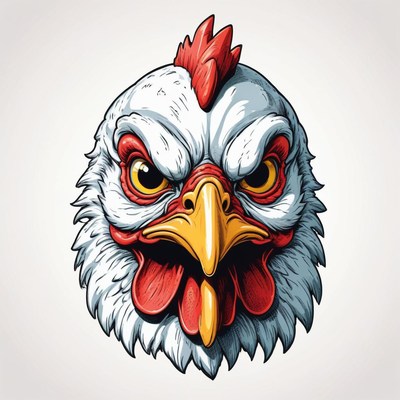 An angry rooster stares intently