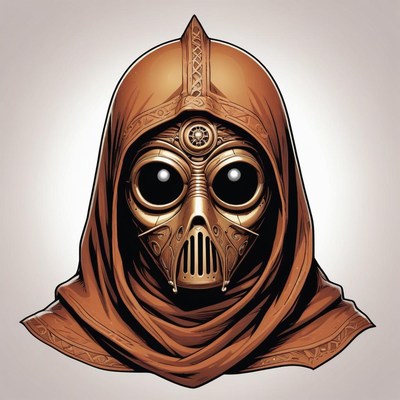 A detailed illustration of a masked figure