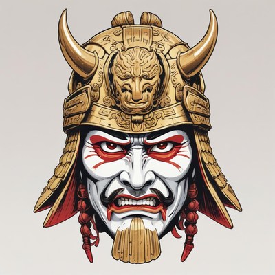 A fierce samurai warrior in full armor