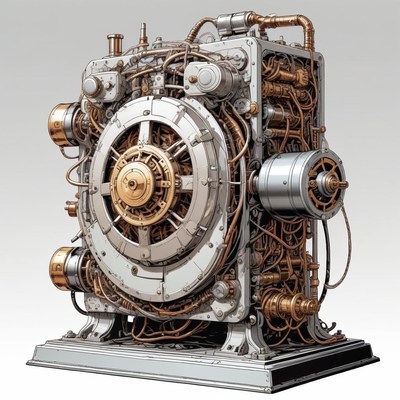 A detailed illustration of a complex machine